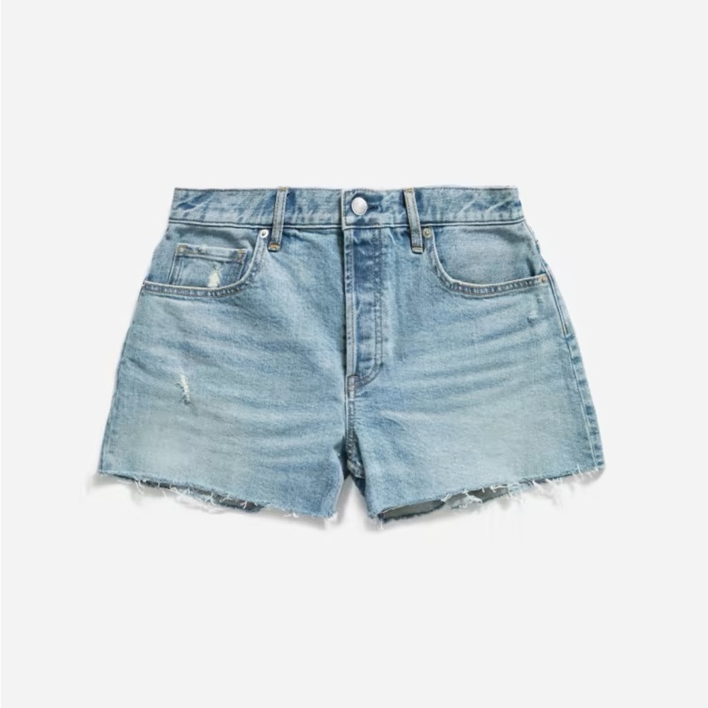 Everlane The Cheeky Light Wash Raw Hem Denim Jean Short